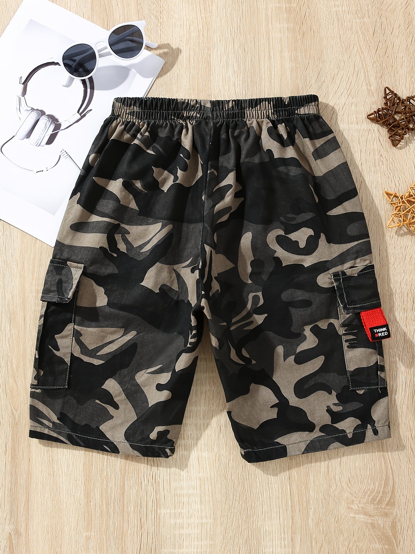 Boys Camo Cargo Shorts Elastic Waist Summer Clothes