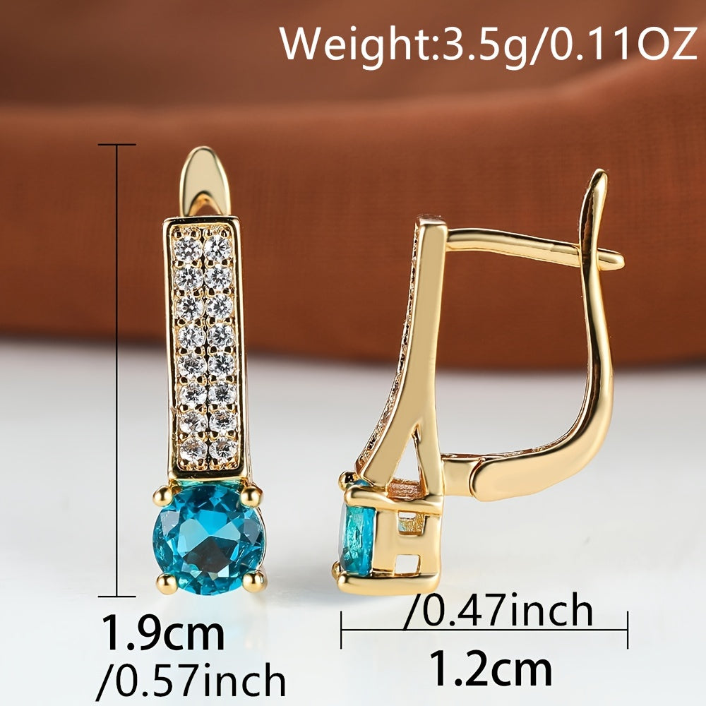 Vintage Aqua Stone Earrings Wedding Jewelry Gift