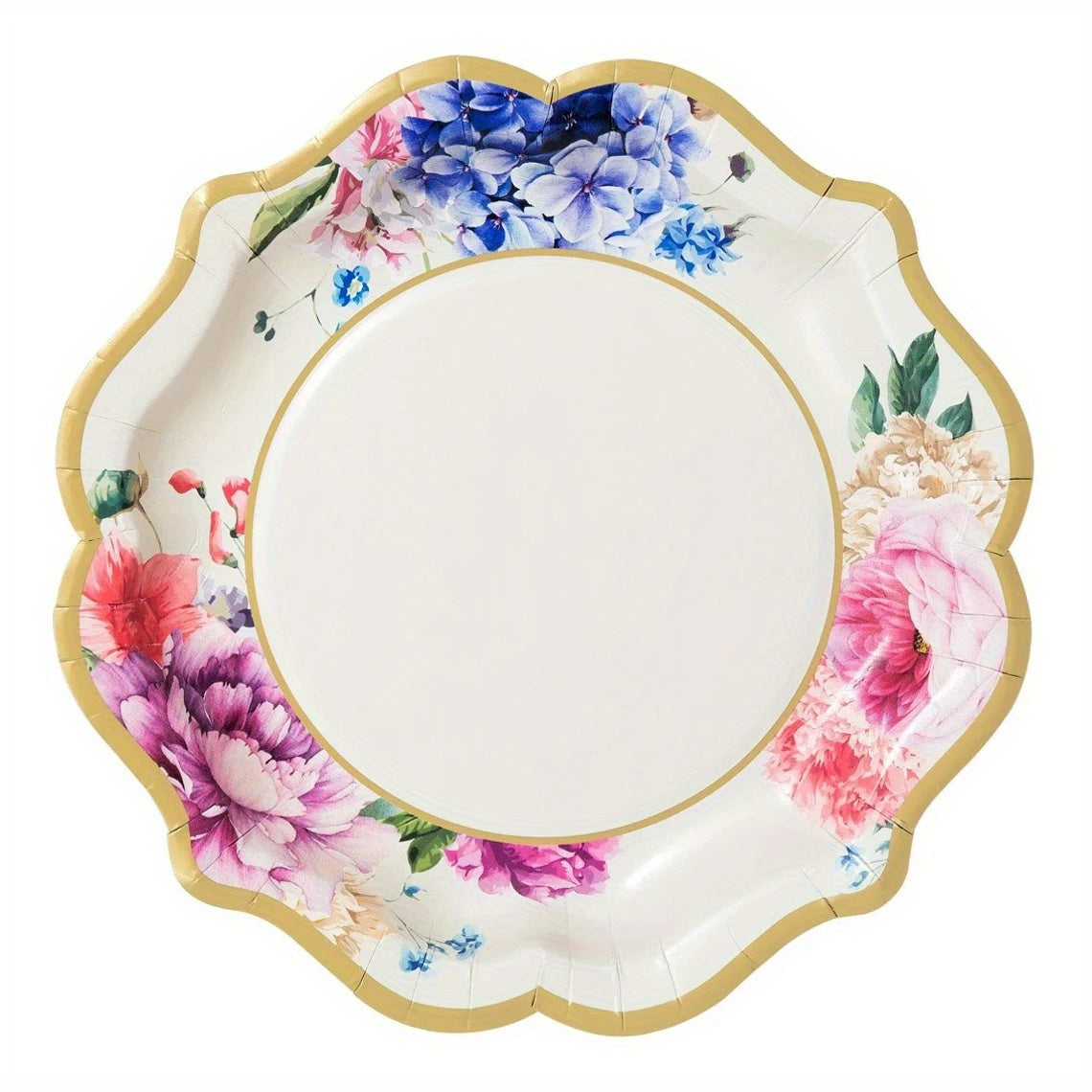 48pcs Chinese Style Disposable Paper Dinner Plate Large Flower Pattern