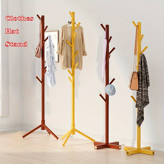 Solid Wood Floor Clothes Stand Rack Triangle & Cross Sanded Smooth Surface