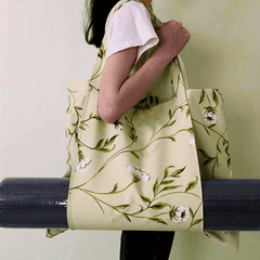 Floral Print Canvas Yoga Mat Bag Women Gym Handbag