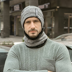 Urban Beanie Hat & Scarf Set Thick Fleece Skull Cap Halloween & Day of the Dead