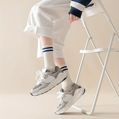 Women's Striped Sports Short Socks Breathable & Comfy Stockings