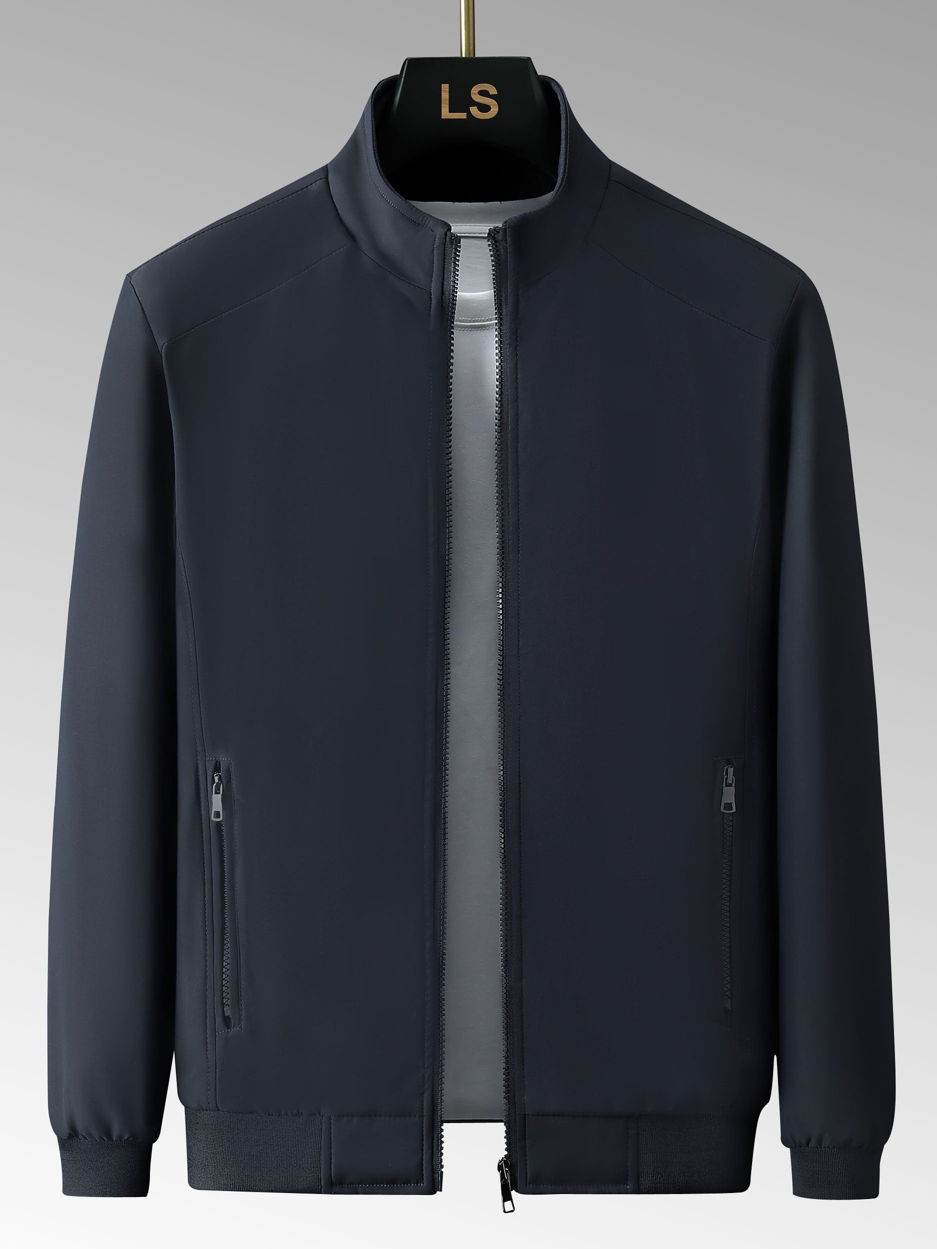 Men's Lightweight Windbreaker Jacket Stand Collar Zip Up Coat