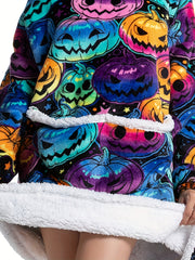 Pumpkin Pattern Dress Up Costume Plush Edge Hoodie