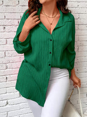  Women's Solid Button Up Blouse