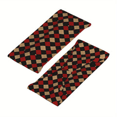 Plaid Headband Red Beige Checkered Pattern for Sports & Casual