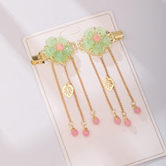 Vintage Chinese Style Hanfu Hairclip Flower Leaf Tassel Hairpin