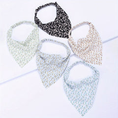 5pcs Floral Print Triangle Scarf Headband Elastic Turban Boho Bandana