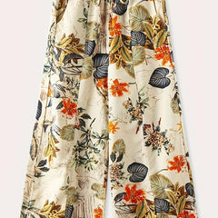  Boho Pants Women's Plus Floral Print Wide Leg Pants