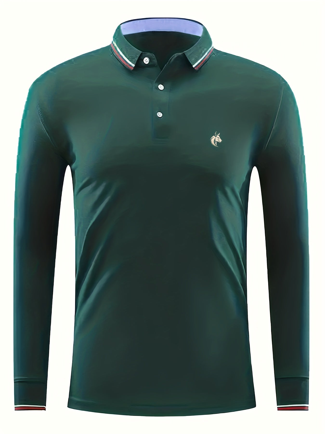 Fox Print Men's Lightweight Polo Shirt Long Sleeve Casual Button Up