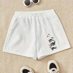 Girls Stacking Skull Print Sweat Shorts Halloween Clothes