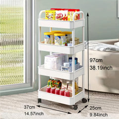 4 Layer Roller Cart Detachable Storage Cart For Office