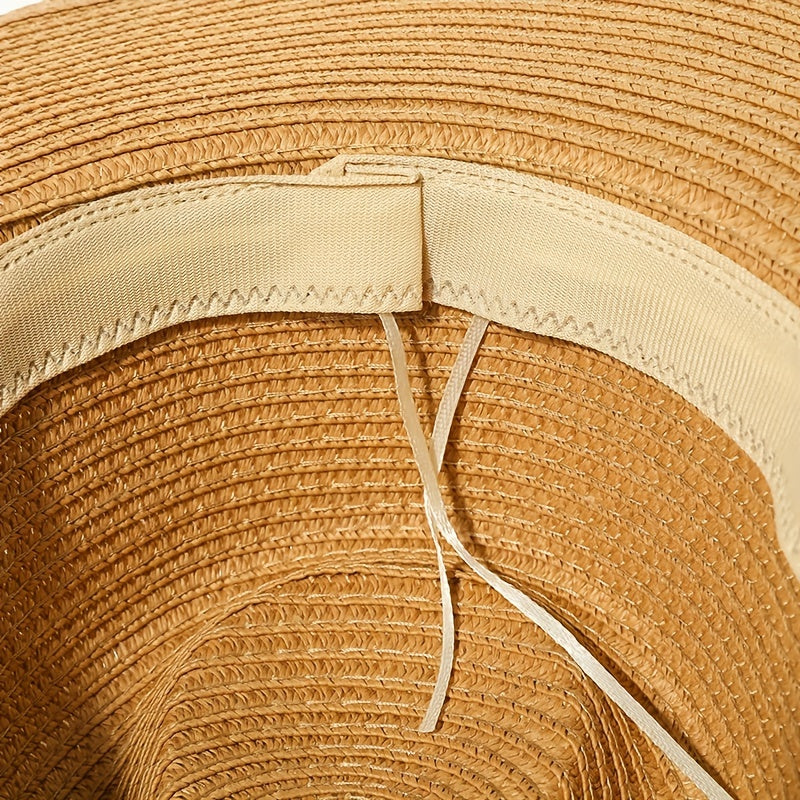 Candy Jazz Fedora Cap Rolled Brim Vintage Sun Hat Outdoor Breathable Straw Hat