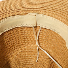 Candy Jazz Fedora Cap Rolled Brim Vintage Sun Hat Outdoor Breathable Straw Hat