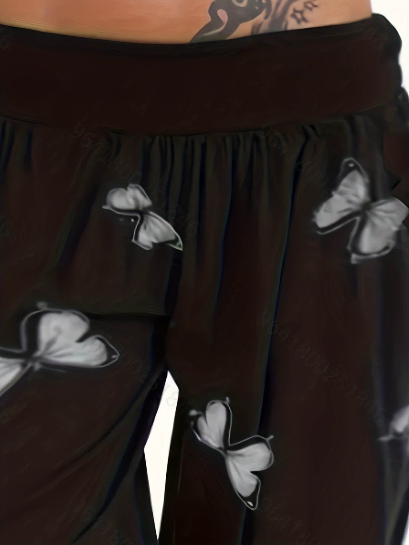 Women's Plus Butterfly Print Waist High Rise Jogger Pants