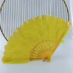 Yellow Plush Folding Fan Dance Performance Fan Photography Props