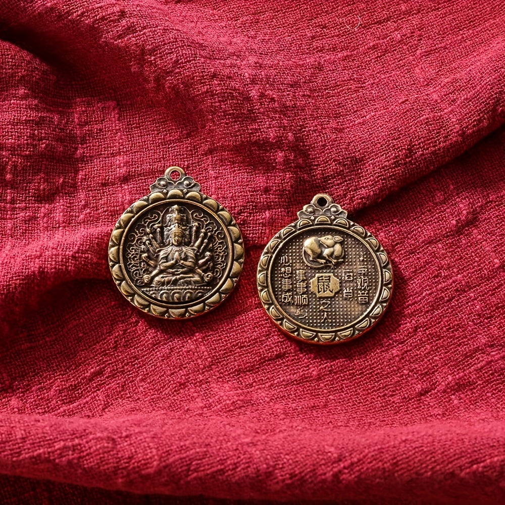 1pc Brass 12 Zodiac Buddha Charms DIY Earrings Bracelets