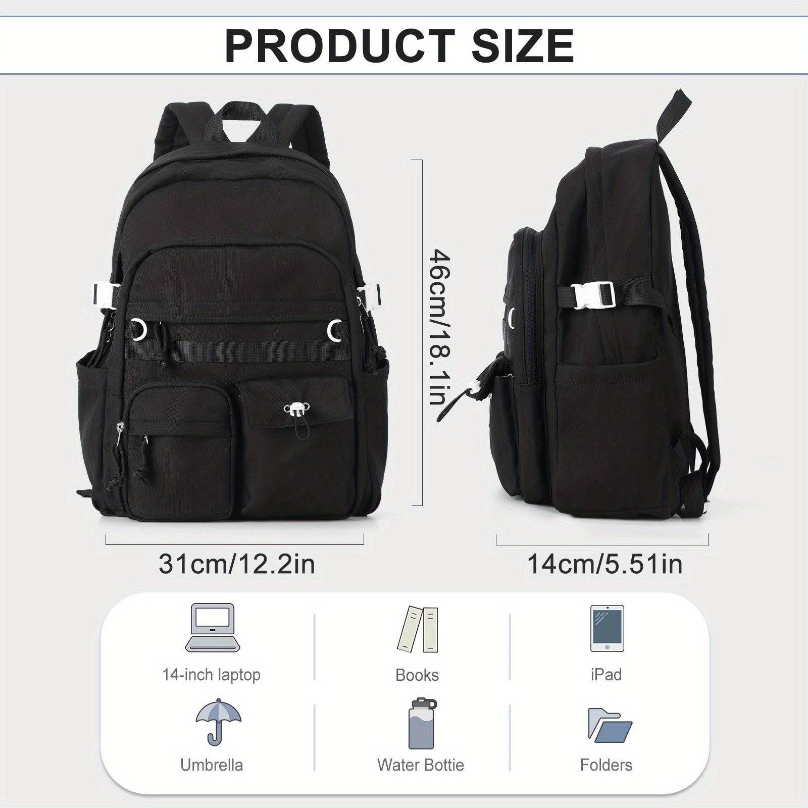 Lightweight College Laptop Backpack For Men Women Large Capacity Travel Bag