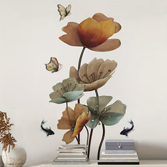 Chinese Style Lotus Carp Wall Sticker, Home Decoration, Waterproof, Removable