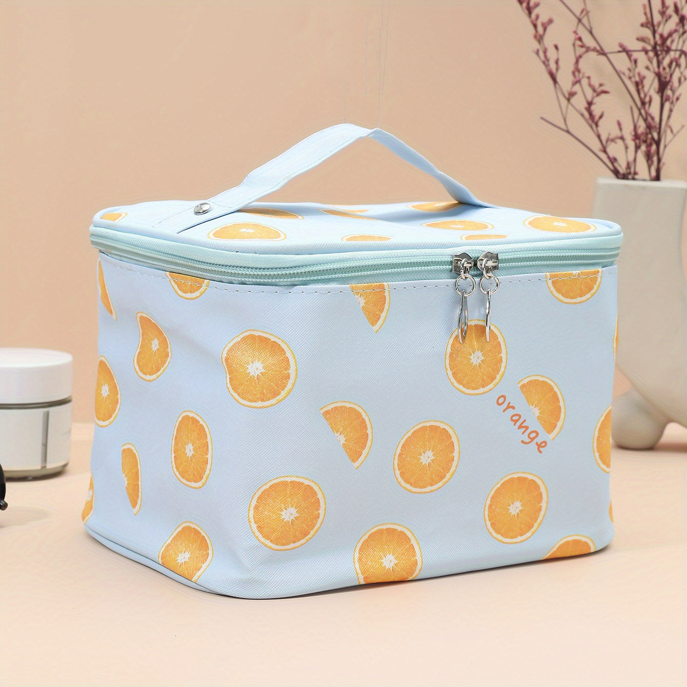 Fruit Pattern Makeup Zipper Bag Lightweight Cosmetic Satchel