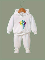 Colorful Lip Pattern Hooded Sweatshirt Girls Hoodies & Sweatpants