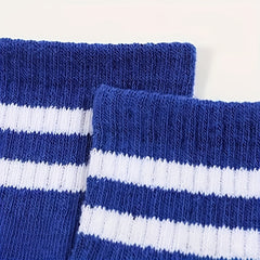5 Pairs Striped Sports Socks All Match Women's Stockings & Hosiery