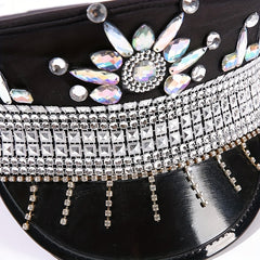 Rhinestone Decor Captain Hat Music Hats Sequin Military Hat Steampunk Headwear
