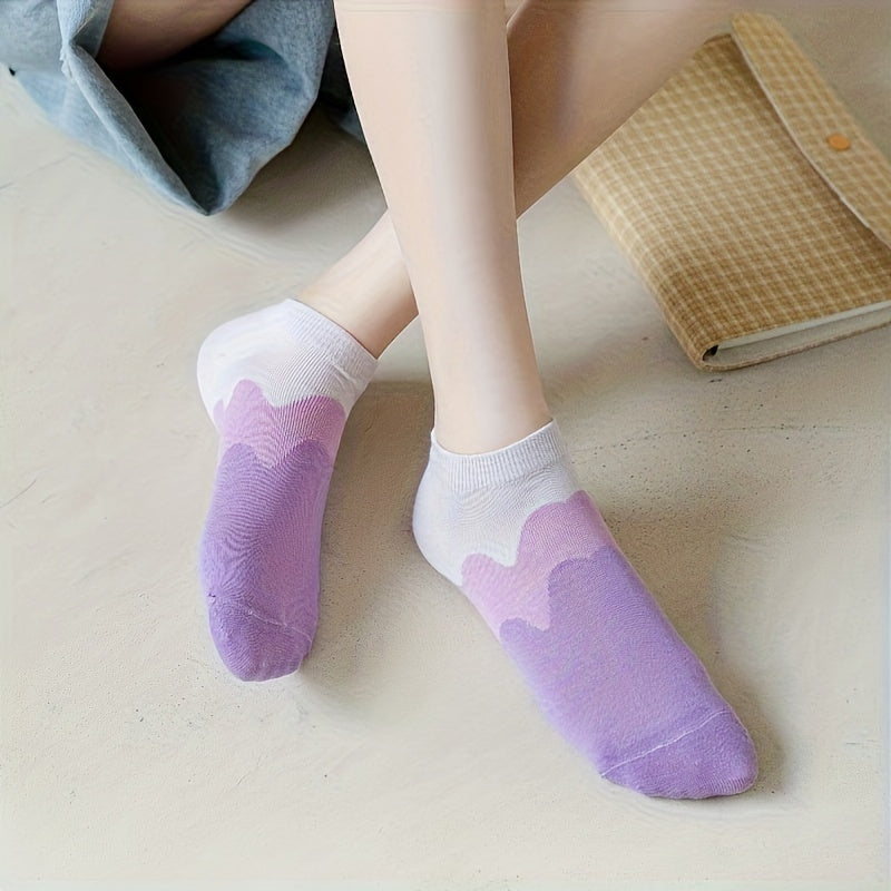 Colorblock Ankle Socks Soft Lightweight Low Cut Women's Stockings