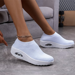 Women's Platform Chunky Sneakers Air Cushion Slip-on Walking Shoes