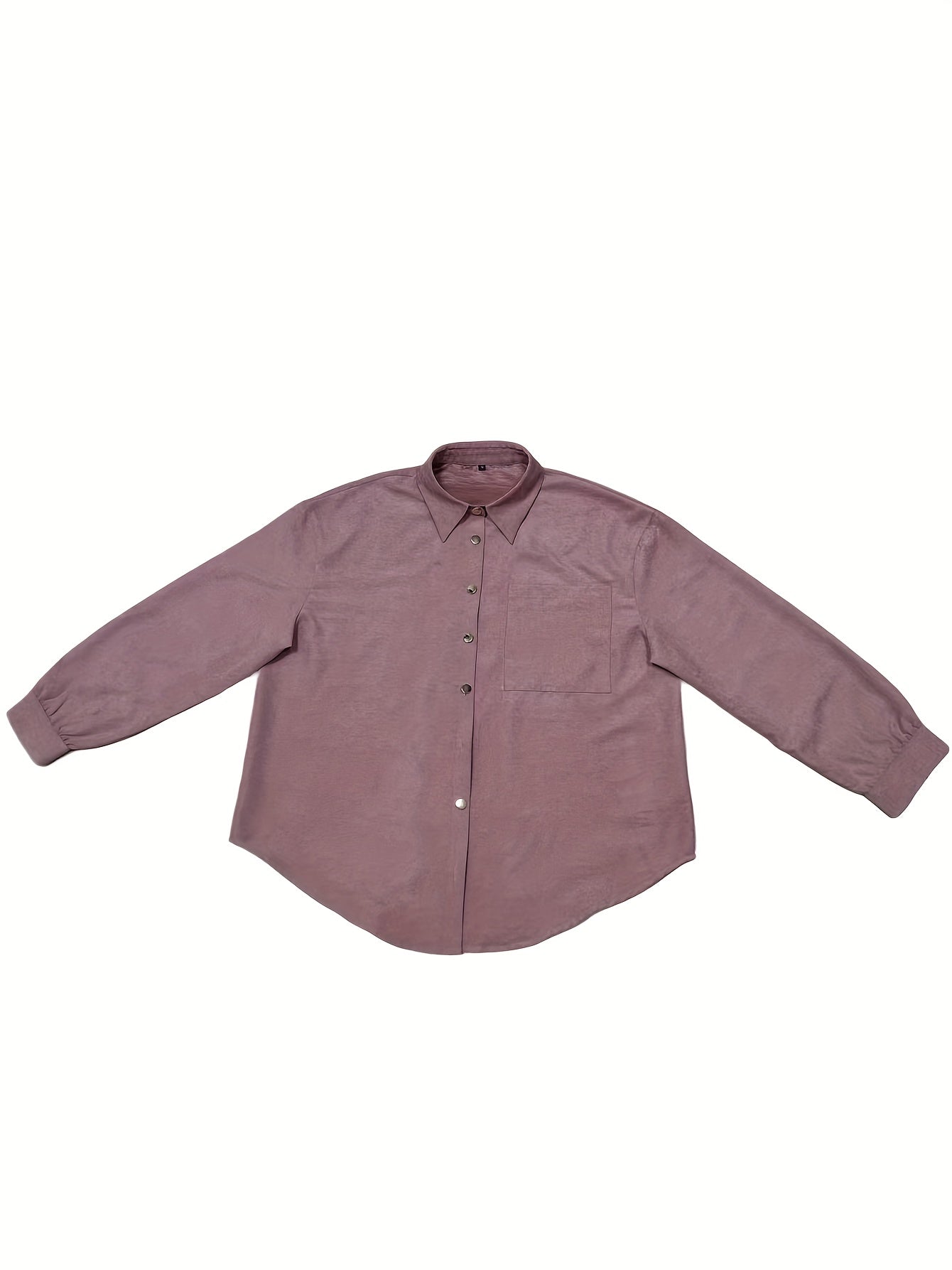  Solid Button Up Long Sleeve Blouse