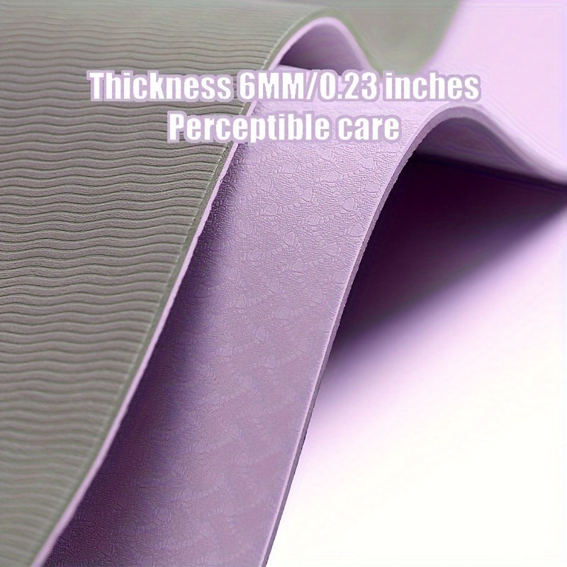 1pc TPE Double sided Non slip Cushioned Yoga Mat Pilates Supplies Home Fitness