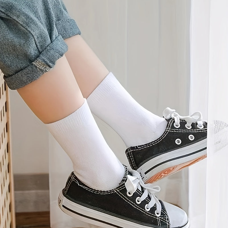 10 Pairs Women's Comfy Breathable Solid All Match Socks Stockings