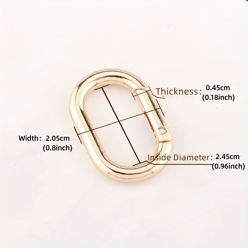 2Pcs Metal Oval Ring Spring Clasps Carabiner Keychain Bag Clips Hook