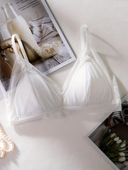 Contrast Mesh Wireless Push Up Bra Women's Lingerie