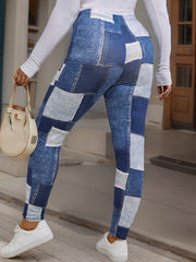  Denim Print High Rise Leggings