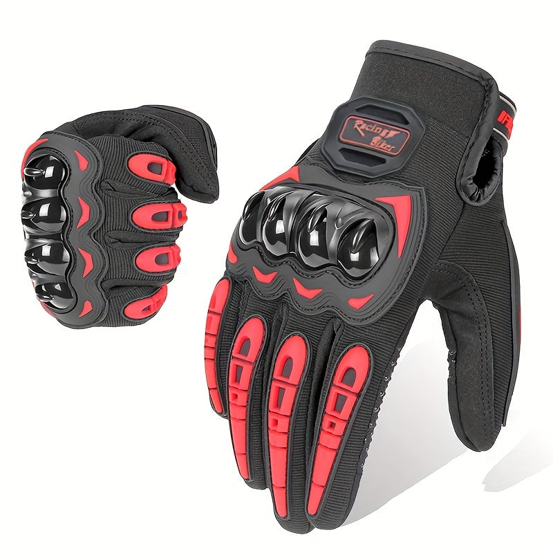 Touch Screen Motorcycle Riding Gloves with Hard Knuckle Protection