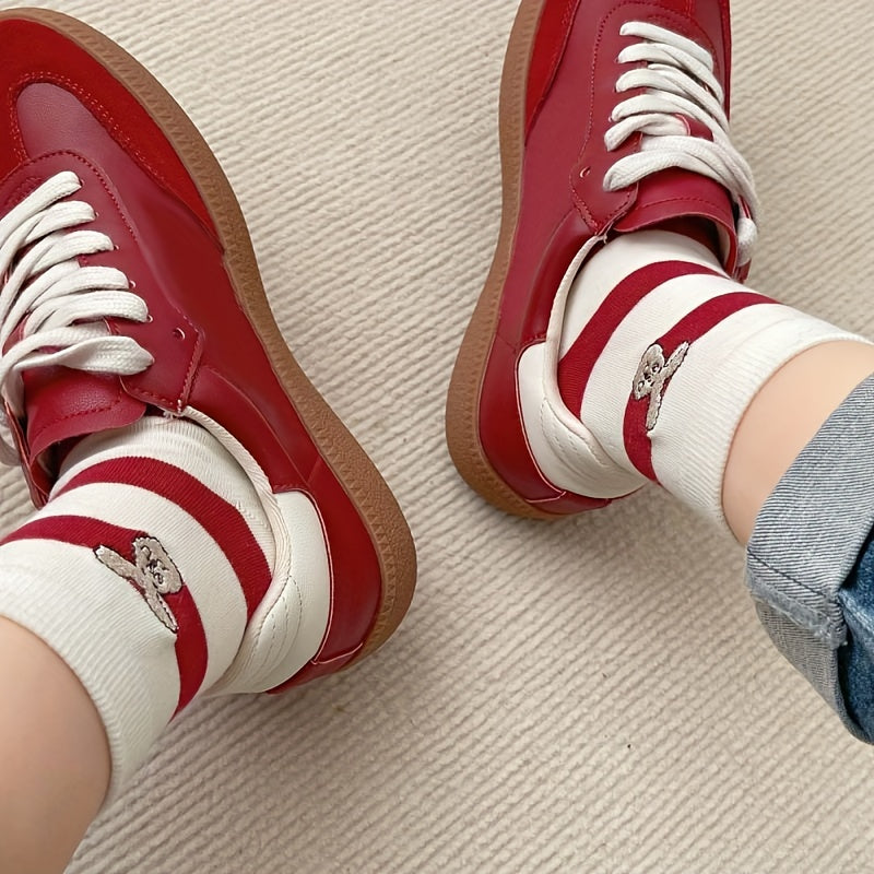 5 Pairs Letter & Striped Socks Women's Stockings