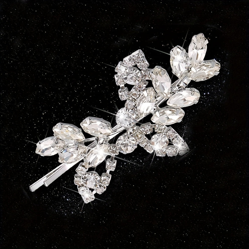 Crystal Hair Pins Rhinestone Hair Barrettes Wedding Rhinestone Leaf Hairpin