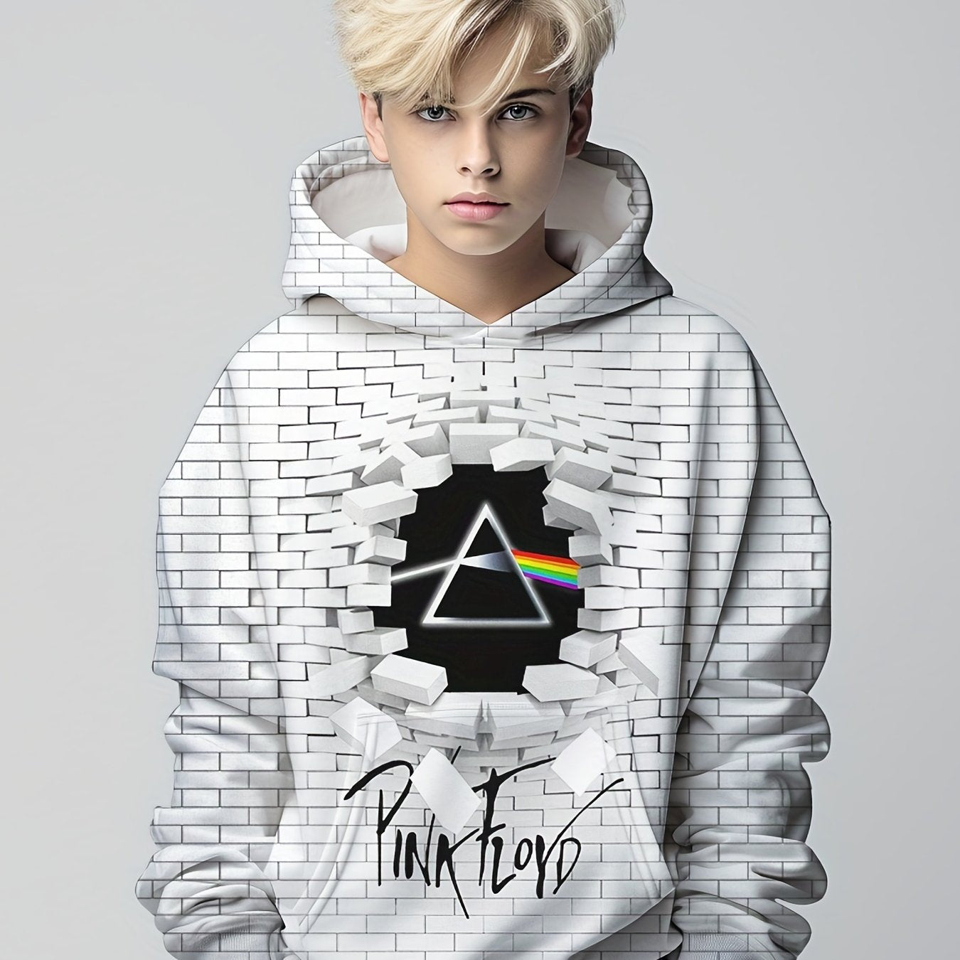 Boy's Breaking Wall Print Hoodie Kid's Hooded Sweatshirt