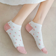 5 Pairs Floral Print Low Cut Ankle Socks Women's Stockings