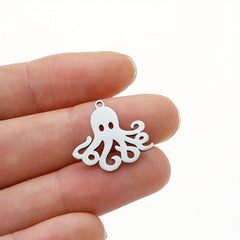 5PCS Stainless Steel Octopus Charms For DIY Jewelry Making