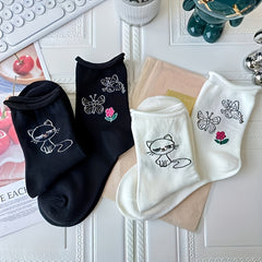 4 Pairs Pattern Socks Mid Tube Women's Stockings