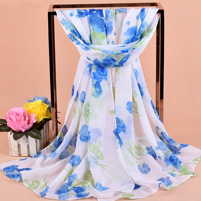 Chiffon Printed Silk Scarf Neckerchief Head Wrap Beach Women Shawl