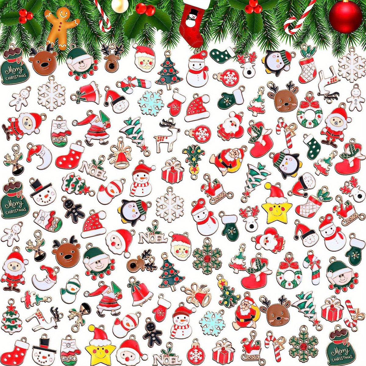 Mini Alloy Christmas Santa Claus Pendants for DIY Jewelry Making