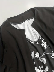  2 Piece Set Women's Cardigan & Floral Dress