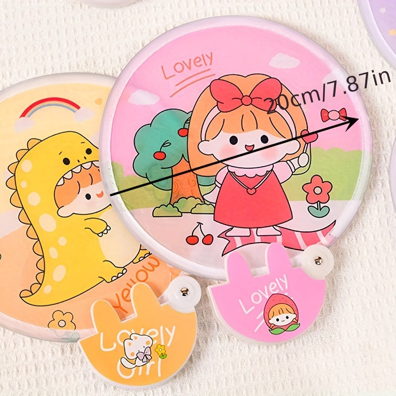 Mini Cloth Folding Fan Cartoon Portable Pattern For Kids