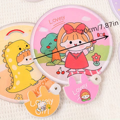Mini Cloth Folding Fan Cartoon Portable Pattern For Kids