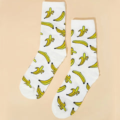 Banana Print Cotton Socks for Women