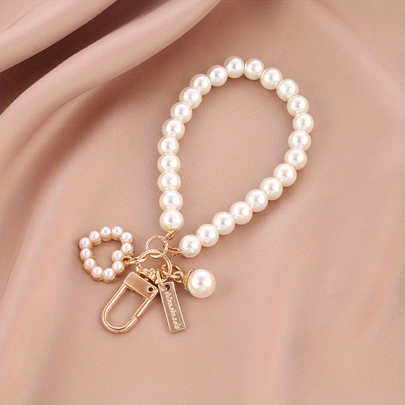 Faux Pearl Beads Bracelet Keychain Women's Necklace